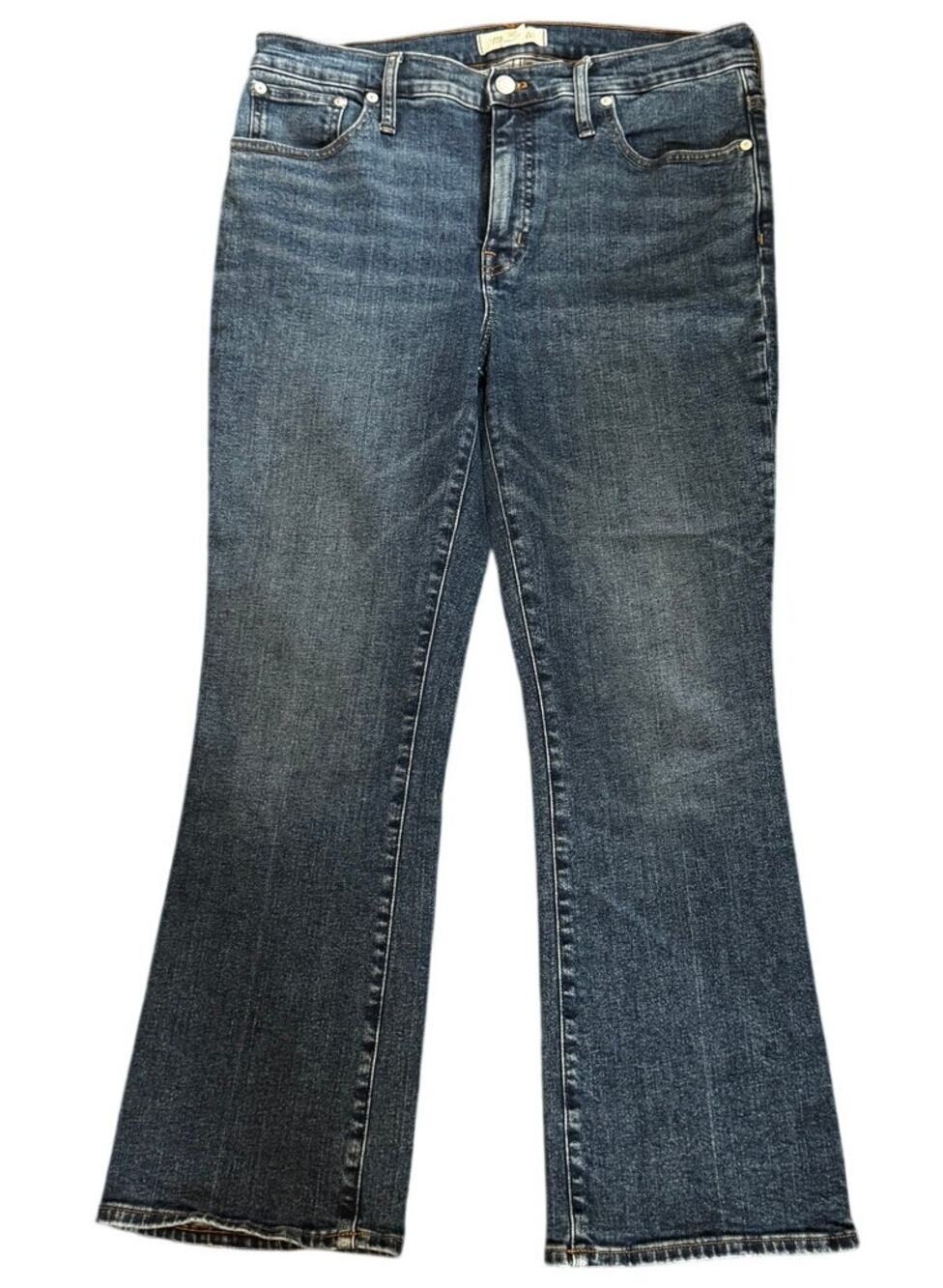 Madewell Mid-Rise Kick Out Jeans Women's Size 30 Dark Wash Cropped Flare Denim